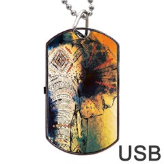 Elephant Mandala Dog Tag Usb Flash (one Side) by goljakoff