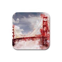 Golden bridge Rubber Square Coaster (4 pack) 