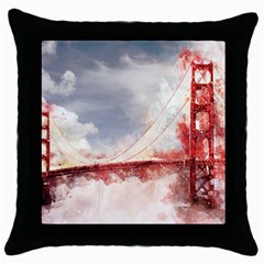 Golden bridge Throw Pillow Case (Black)