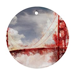 Golden Bridge Round Ornament (two Sides) by goljakoff