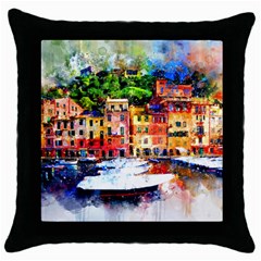 Boat Throw Pillow Case (black) by goljakoff