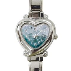 Blue Green Waves Heart Italian Charm Watch by goljakoff