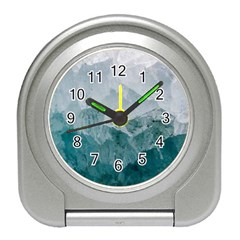 Blue Green Waves Travel Alarm Clock by goljakoff