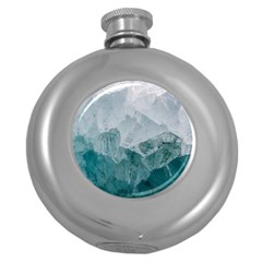 Blue Green Waves Round Hip Flask (5 Oz) by goljakoff