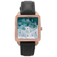 Blue Waves Rose Gold Leather Watch  by goljakoff