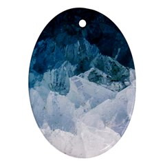 Blue Ocean Waves Oval Ornament (two Sides)