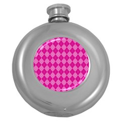 Pink Diamond Pattern Round Hip Flask (5 oz)