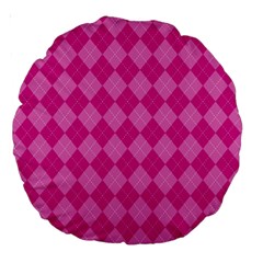 Pink Diamond Pattern Large 18  Premium Round Cushions