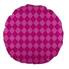 Pink Diamond Pattern Large 18  Premium Flano Round Cushions by ArtsyWishy