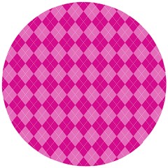 Pink Diamond Pattern Wooden Puzzle Round by ArtsyWishy