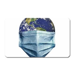 Earth With Face Mask Pandemic Concept Magnet (rectangular) by dflcprintsclothing