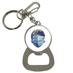 Earth With Face Mask Pandemic Concept Bottle Opener Key Chain by dflcprintsclothing