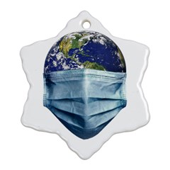 Earth With Face Mask Pandemic Concept Snowflake Ornament (two Sides) by dflcprintsclothing