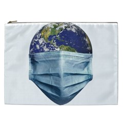 Earth With Face Mask Pandemic Concept Cosmetic Bag (XXL)