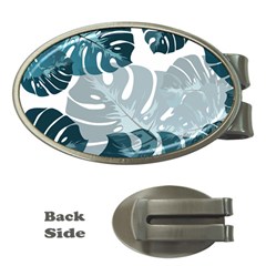 Monstera Leaves Background Money Clips (oval) 