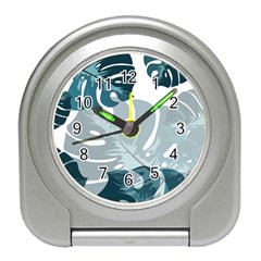 Monstera Leaves Background Travel Alarm Clock
