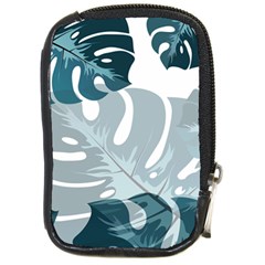 Monstera Leaves Background Compact Camera Leather Case