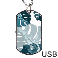 Monstera Leaves Background Dog Tag USB Flash (One Side)