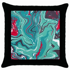 Green Vivid Marble Pattern 2 Throw Pillow Case (black) by goljakoff