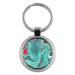 Green Vivid Marble Pattern 2 Key Chain (round) by goljakoff