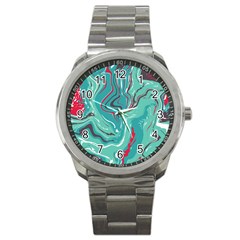 Green Vivid Marble Pattern 2 Sport Metal Watch by goljakoff