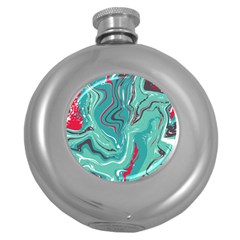 Green Vivid Marble Pattern 2 Round Hip Flask (5 Oz) by goljakoff