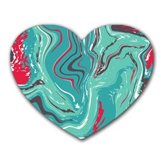 Green Vivid Marble Pattern 2 Heart Mousepads by goljakoff