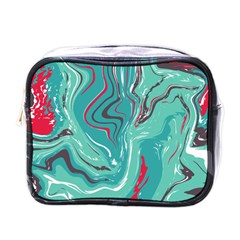 Green Vivid Marble Pattern 2 Mini Toiletries Bag (one Side) by goljakoff
