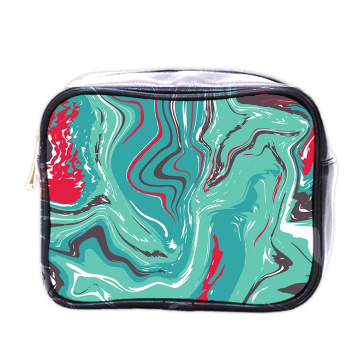 Green Vivid Marble Pattern 2 Mini Toiletries Bag (One Side)