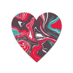 Red Vivid Marble Pattern 3 Heart Magnet by goljakoff