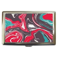 Red Vivid Marble Pattern 3 Cigarette Money Case by goljakoff