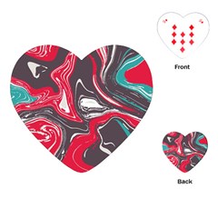 Red Vivid Marble Pattern 3 Playing Cards Single Design (heart) by goljakoff