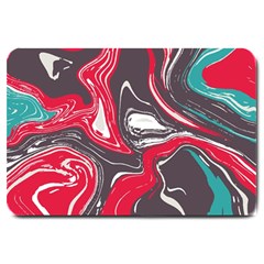 Red Vivid Marble Pattern 3 Large Doormat 