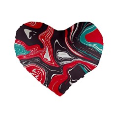 Red Vivid Marble Pattern 3 Standard 16  Premium Heart Shape Cushions by goljakoff