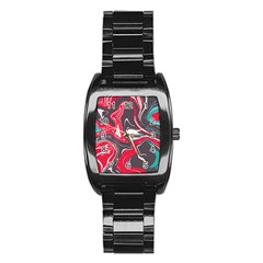 Red Vivid Marble Pattern 3 Stainless Steel Barrel Watch by goljakoff