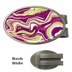 Purple Vivid Marble Pattern Money Clips (oval)  by goljakoff