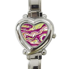 Purple Vivid Marble Pattern Heart Italian Charm Watch