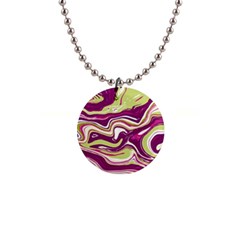 Purple Vivid Marble Pattern 1  Button Necklace by goljakoff