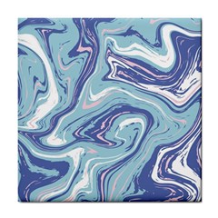 Blue Vivid Marble Pattern Tile Coaster