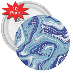 Blue Vivid Marble Pattern 3  Buttons (10 Pack)  by goljakoff