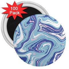 Blue Vivid Marble Pattern 3  Magnets (100 Pack) by goljakoff