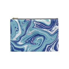 Blue Vivid Marble Pattern Cosmetic Bag (medium) by goljakoff