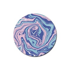 Blue Vivid Marble Pattern 10 Rubber Coaster (round)  by goljakoff