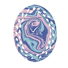 Blue Vivid Marble Pattern 10 Oval Filigree Ornament (two Sides) by goljakoff