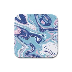 Blue Vivid Marble Pattern 12 Rubber Square Coaster (4 Pack)  by goljakoff