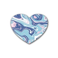 Blue Vivid Marble Pattern 12 Rubber Coaster (heart)  by goljakoff