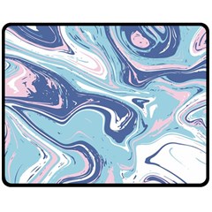 Blue Vivid Marble Pattern 12 Double Sided Fleece Blanket (medium)  by goljakoff