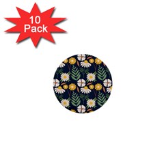 Flower Grey Pattern Floral 1  Mini Buttons (10 Pack) 