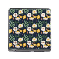Flower Grey Pattern Floral Memory Card Reader (square 5 Slot)