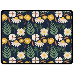 Flower Grey Pattern Floral Fleece Blanket (large) 